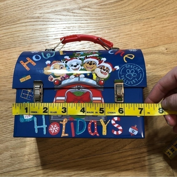 Paw Patrol Christmas Metal Tin Container Lunchbox Gift Box W/ Handle Blue - Picture 6 of 8